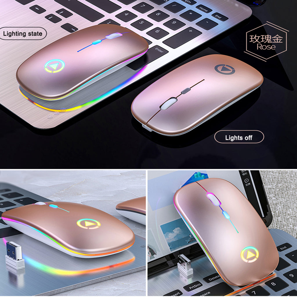 Wireless Gaming Mouse 2.4G Luminous Mouse For Pc Laptop Desktop Usb Recharing Pink