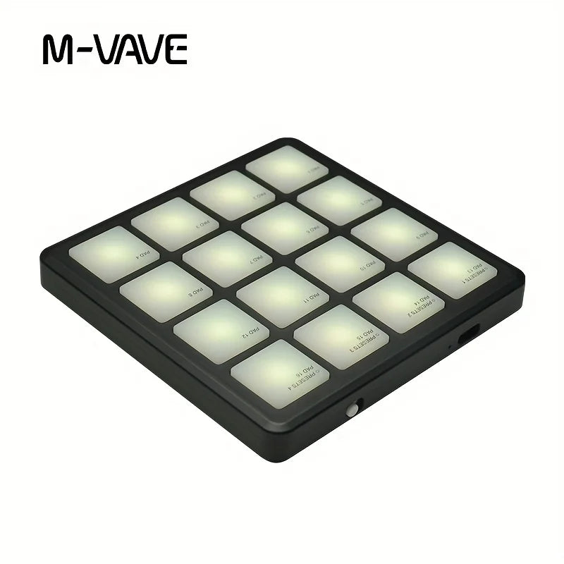 M-VAVE 16-Key RGB Backlit MIDI Pad—Portable Music Production Controller Available in Black and White—Music Production, Electronic Drum Triggering, and DJ Equipment