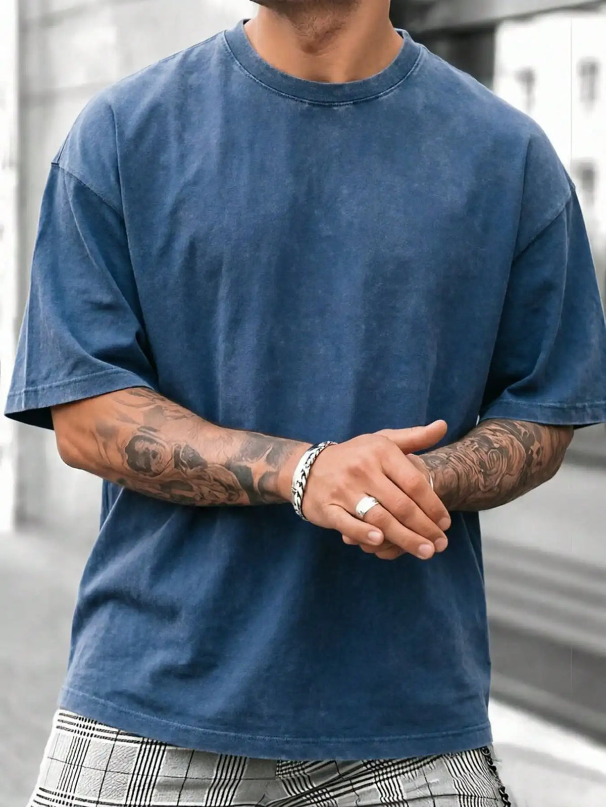 Blank Solid Color Washed Cotton 230GSM Oversized Crew Neck Short Sleeve Basic Unisex Daily Wear Tshirt