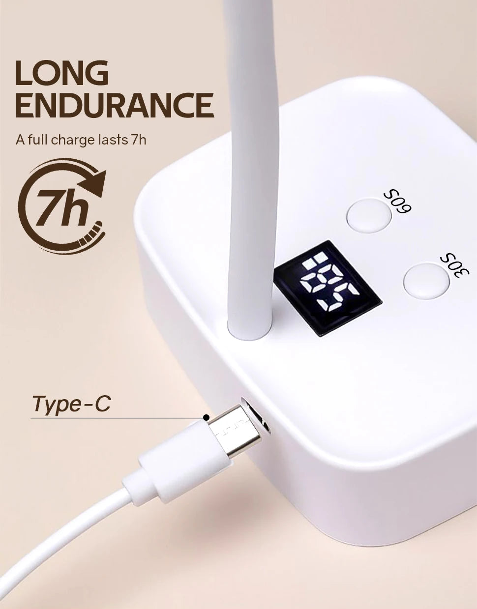 Mini 27W Nail Lamp 9 LEDS Rechargeable Auto Sensing Touch Control Fast Drying Nail Light 360° Bendable Table Lamp