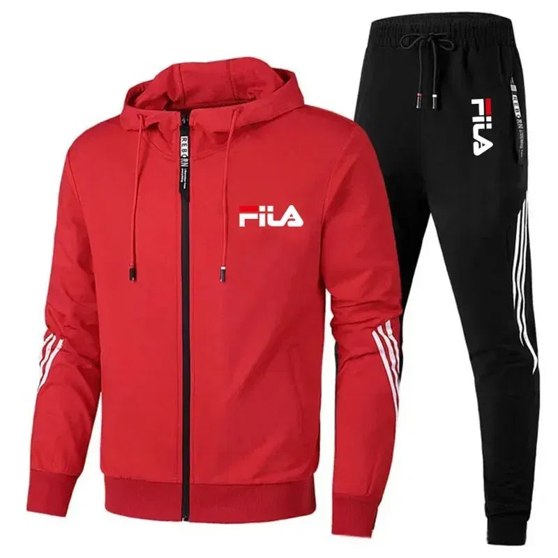 Color: Blue, Size: XXL, Ships From: CHINA - Men's spring and Fall outdoor zipper jacket + sweatpants jogging set Casual basketball fitness two-piece set