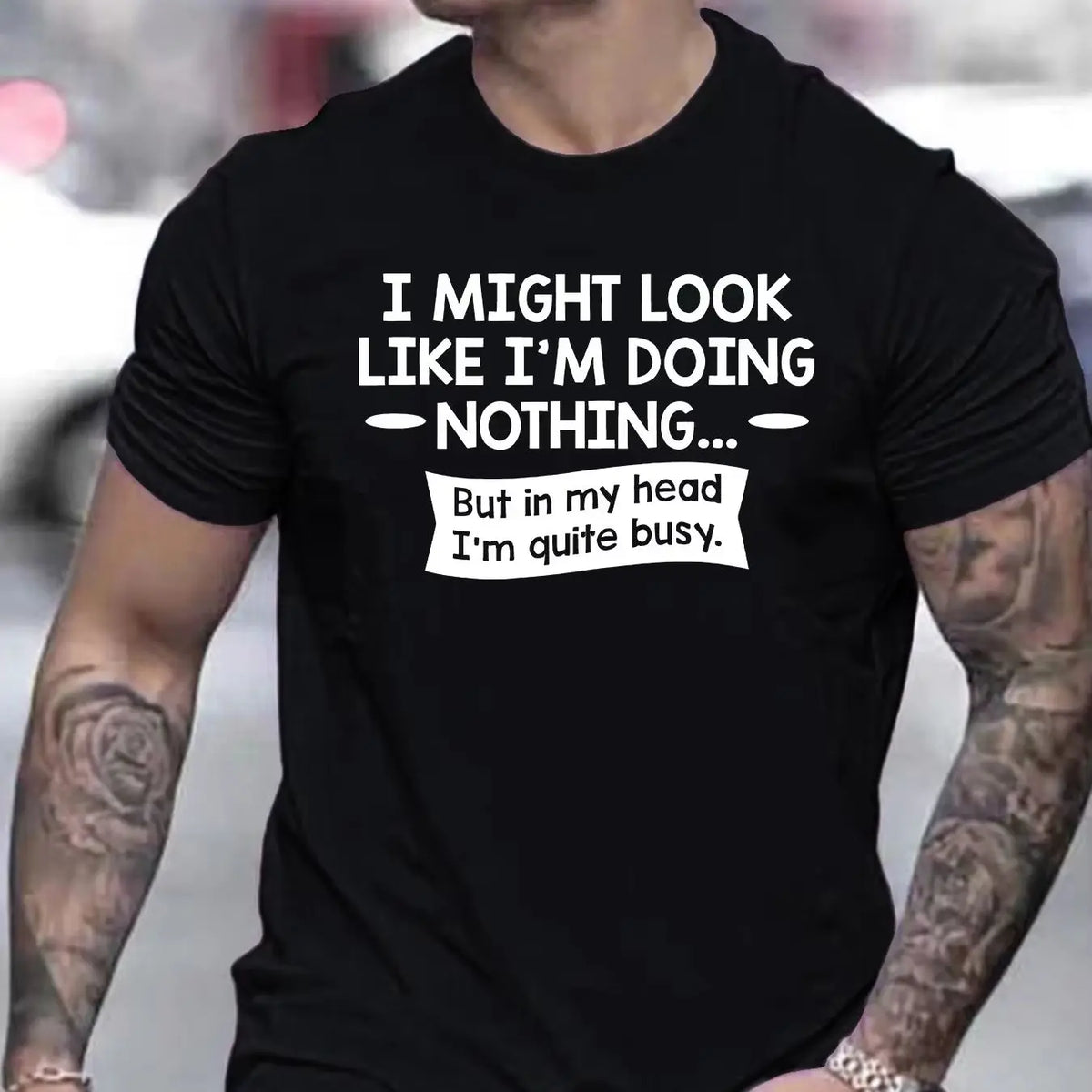 220 Grams Round Neck Short Sleeve Men's T-Shirt, Creative Printing Pattern, Simple Design, Knitting Process, Soft And Comfortable, Suitable For