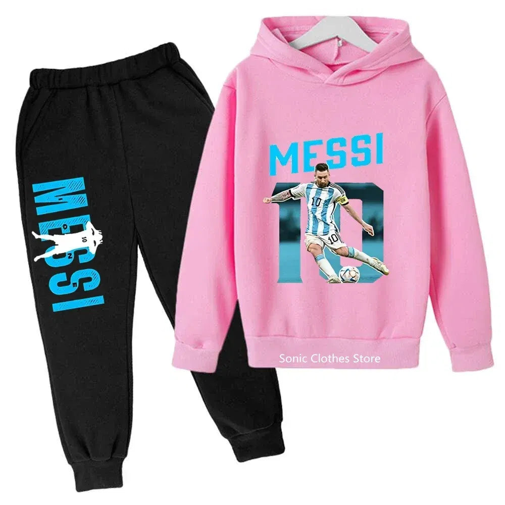 Color: Dark Grey, Kid Size: 5 - messi avatar printed children's clothing children's autumn and winter hoodies pants 2-piece casual boys and girls suits