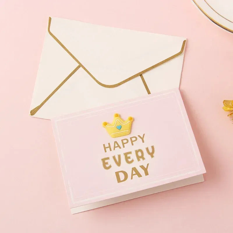 Color: Light Grey - Holiday greeting card Valentine's Day Qixi flower baking birthday thank you message greeting card Invitations Party Supplies