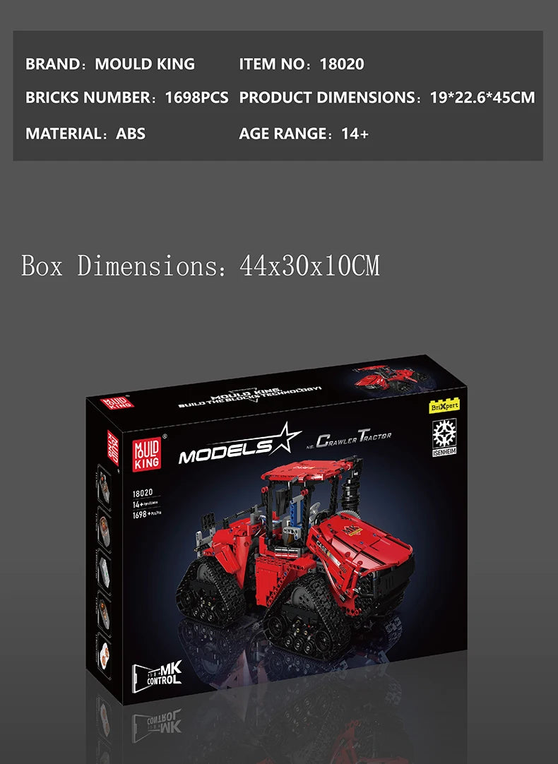 Mould King 18020 Technical Car Building Block MOC-35270 Pneumatic Crawler Tractor Model Assembly Truck Brick Toys Kids Gifts