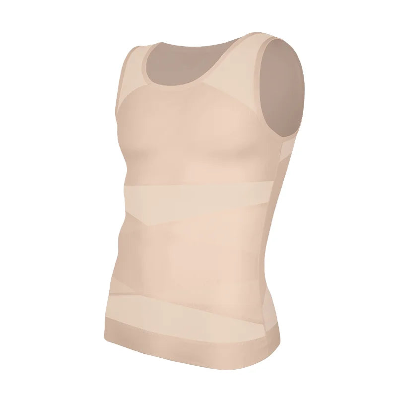 Men's Shapewear Tank Top Gynomastica Sleeveless Vest Cross Mesh SuitCompression Shirt for Men Slimming Undershirt Tummy Control Body Shaper Breathable Waist Trainer Underwear Soft Back Support Fitness