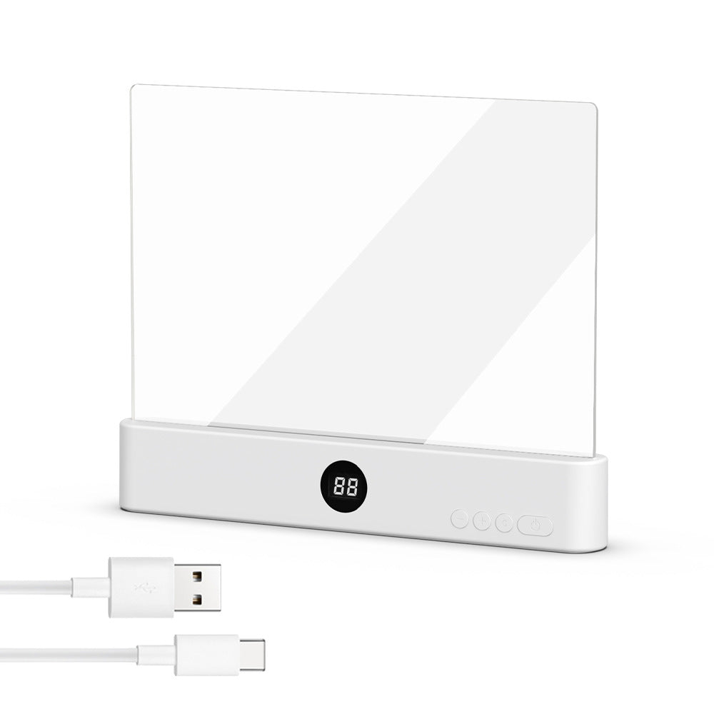 American Smart rechargeable LED tablet reading light attached to a tablet, providing bright, adjustable illumination for reading.