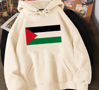 Plus size Palestine hoodie for men by American Smart, hip hop style, printed Harajuku-inspired graphic, casual streetwear clothing