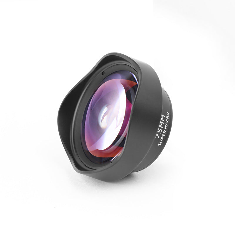 American Smart EP HD 75mm macro telephoto lens for mobile phones, showing the sleek lens with adjustable focus and compact design.