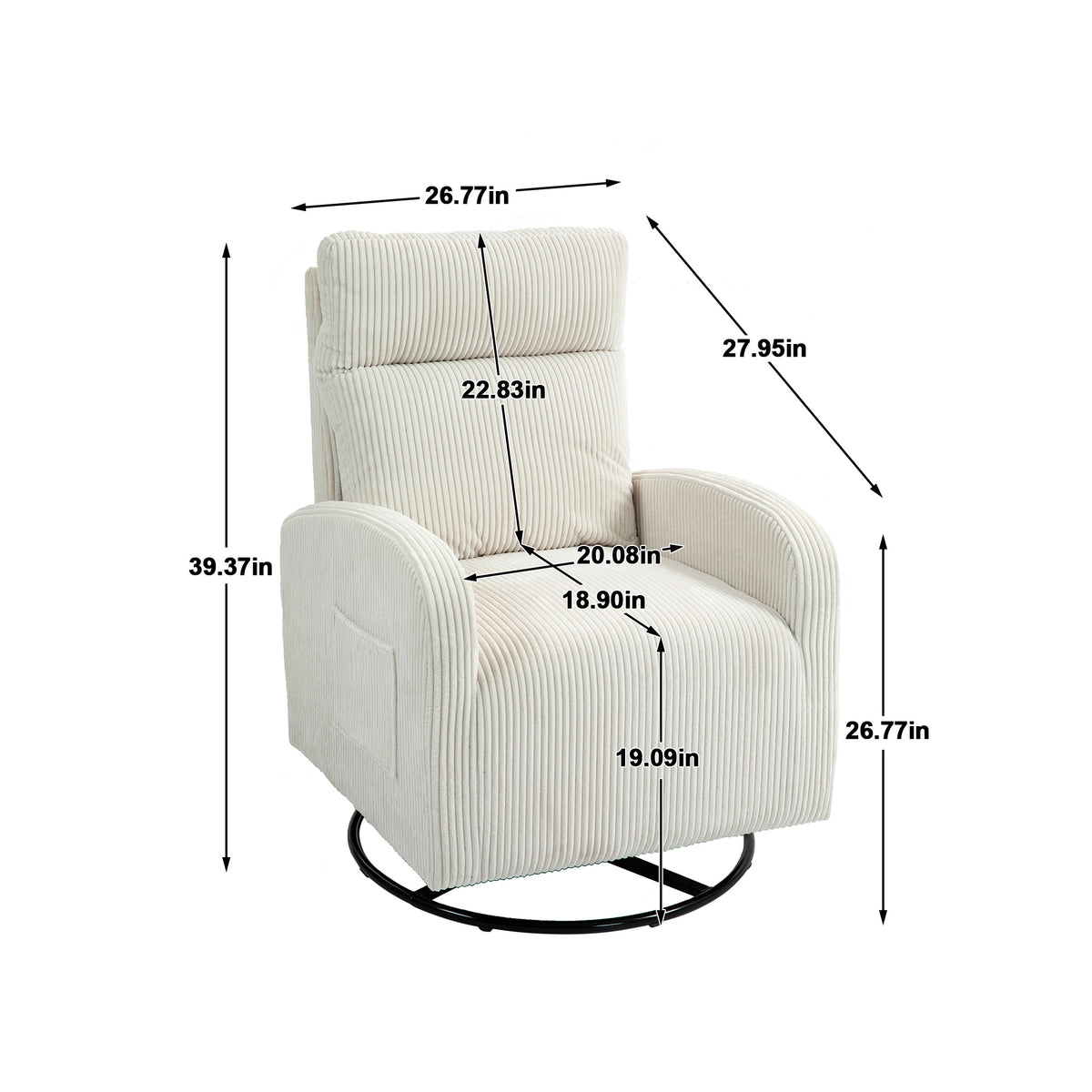 American Smart JiaDa upholstered swivel glider nursery rocking chair in beige flannel fabric, modern style, featuring a comfortable design.