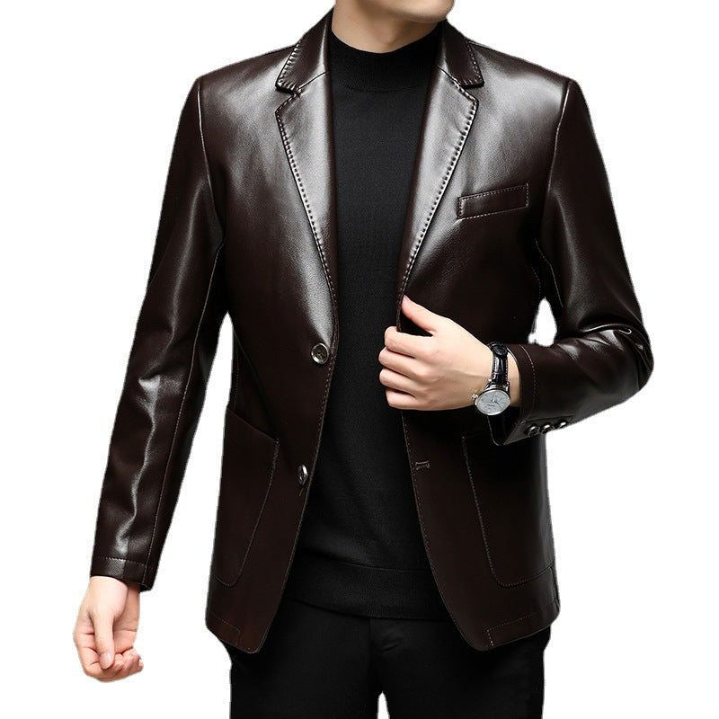 Autumn men's business casual suit jacket by American Smart EP, tailored fit for middle-aged men, stylish and professional.