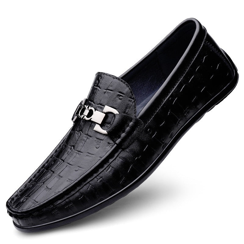 American Smart EP Lefu men's leather office shoes with cowhide toe layer for comfort and luxury, stylish middle-aged footwear