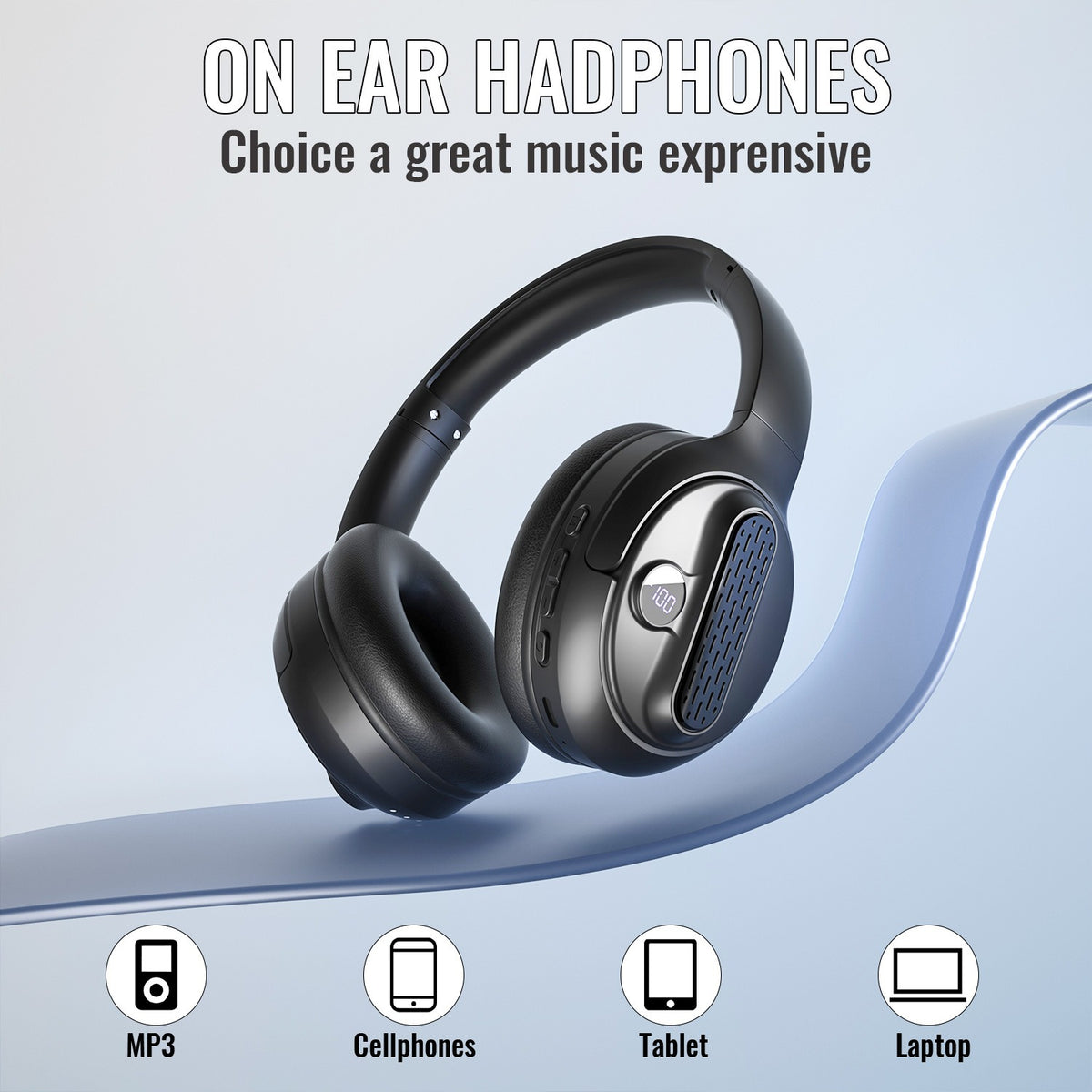 American Smart EP Bluetooth head-mounted wireless earphones with portable power bank, foldable design, Type-C interface, and card slot.