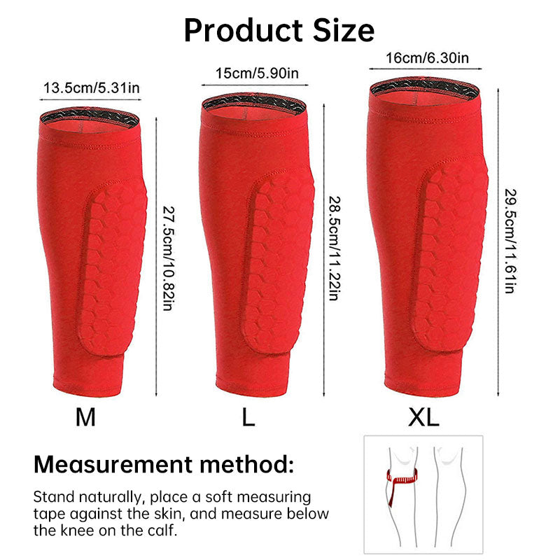 Black Honeycomb Padded Sport Leg Guards by American Smart EP, breathable shin and leg protection for soccer, skiing, basketball, and cycling.