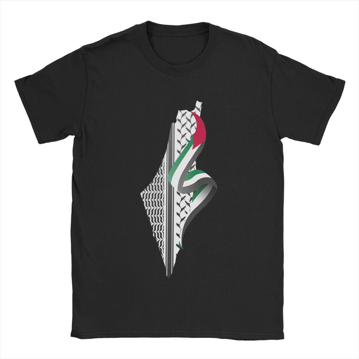 Men's cotton round neck T-shirt featuring a retro Palestine map design, short sleeves, from American Smart - EP.
