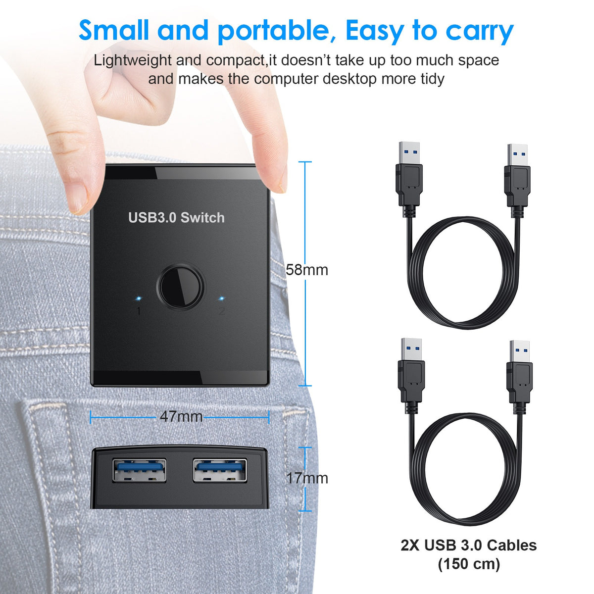 American Smart EP USB 3.0 bidirectional switcher for private mode, 2-in-1 printer sharing, with multiple device connection options