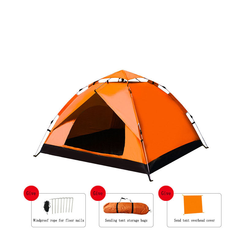 American Smart outdoor automatic quick-open beach camping tent with two doors, breathable, rainproof, and sunshade for outdoor adventures.