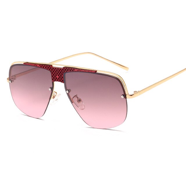 Irregular mirror sunglasses for men and women with half metal frame and rimless design, UV400 protection, American Smart EP.