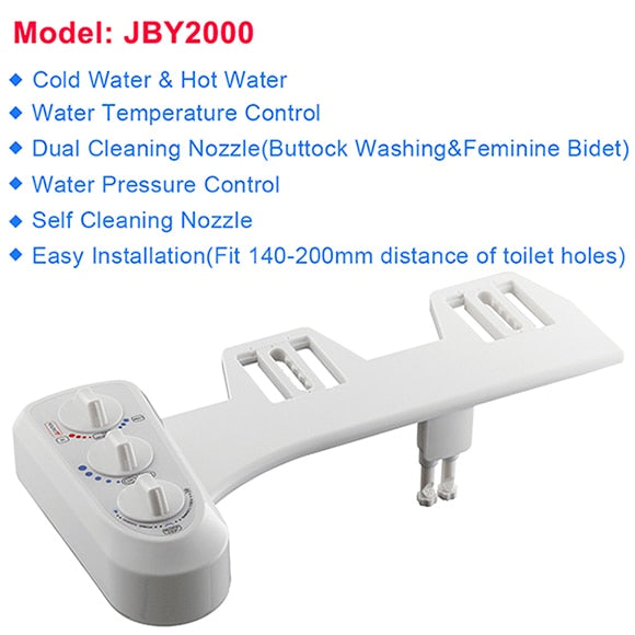 American Smart EP non-electric toilet bidet seat with self-cleaning nozzle, fresh water spray, and mechanical Shattaf washing.