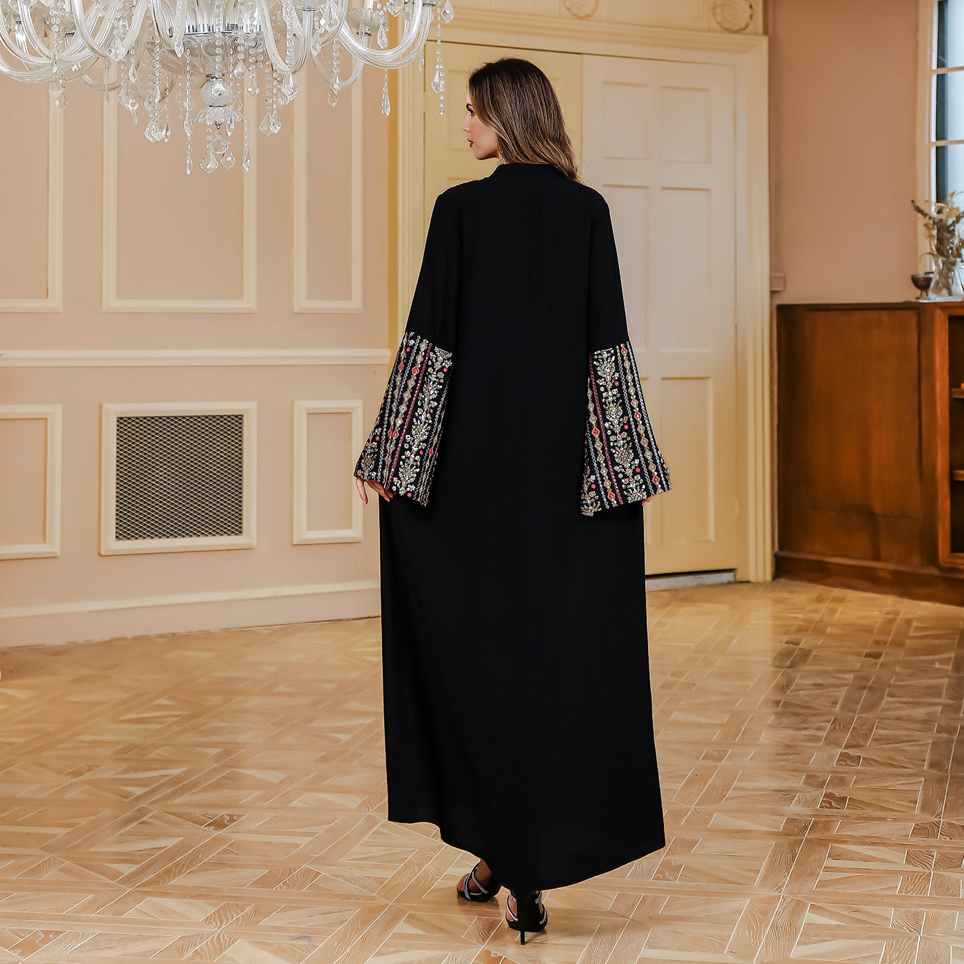 Embroidered Middle Eastern Muslim dress with patchwork, long robe, and traditional design by American Smart - EP.