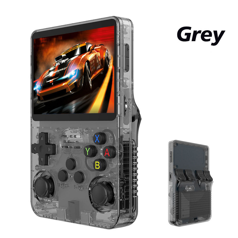 American Smart EP R36S portable handheld retro arcade joystick and gaming console with open-source design and colorful controls.