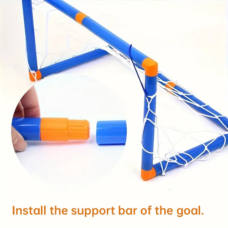 Mini foldable plastic soccer set with detachable posts by American Smart, suitable for indoor and outdoor play for kids.