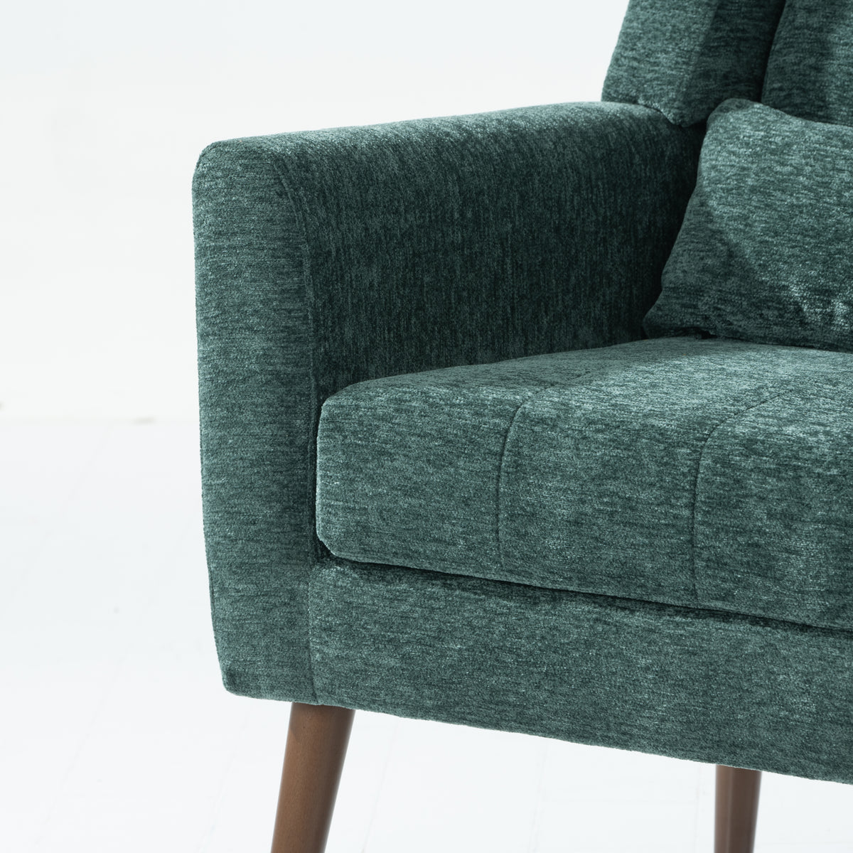 Blackish green modern accent chair by American Smart, upholstered foam-filled living room chair for comfy reading and mid-century style.