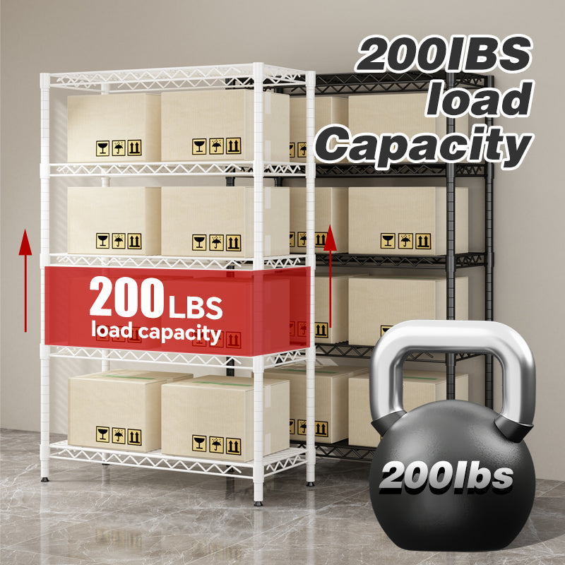White wire frame metal storage rack by American Smart - EP, adjustable vertical storage unit with 42L x 18W x 71H dimensions