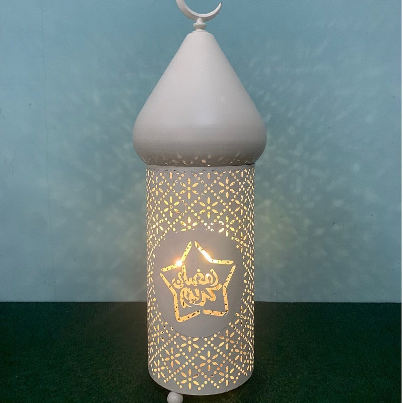 American Smart LED lantern for Eid Ramadan festival, decorative iron lantern with bullet head design, Middle Eastern arts and crafts.