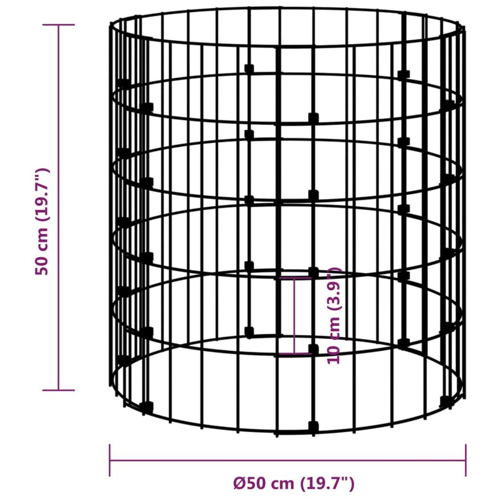 American Smart galvanized steel circular gabion pole, 19.7x19.7 inches, used for durable fence panels.