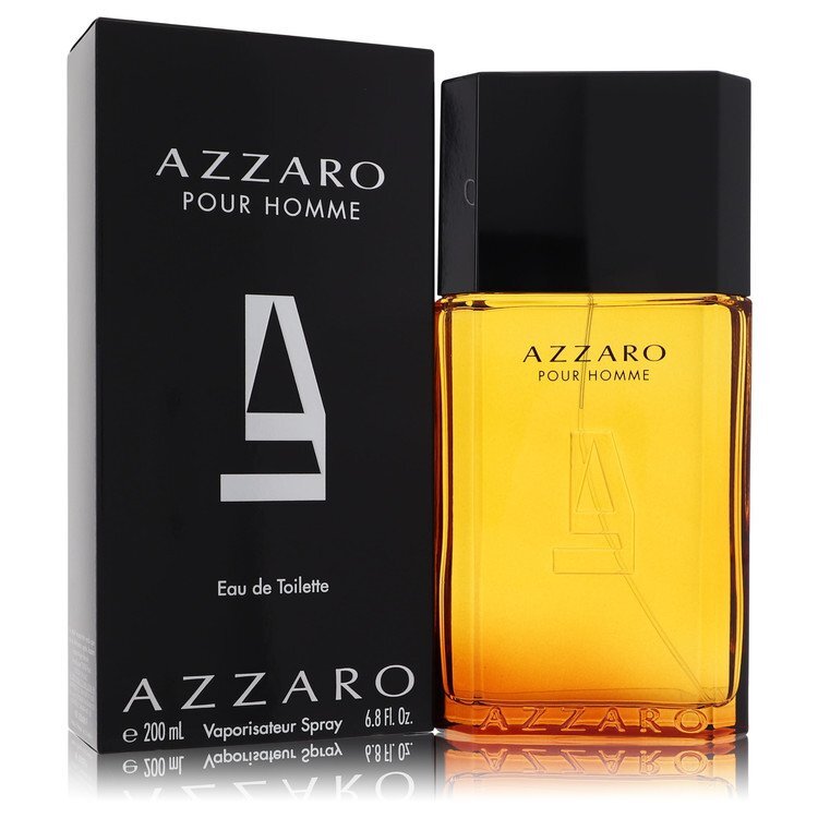 Azzaro by Azzaro men's Eau De Toilette spray in 6.8 oz bottle, featuring sleek design and brand logo.