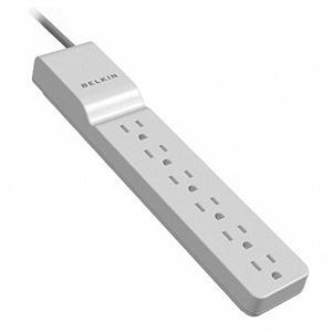 American Smart WB 6-outlet surge protector strip with basic surge protection for home or office use, featuring multiple power outlets.