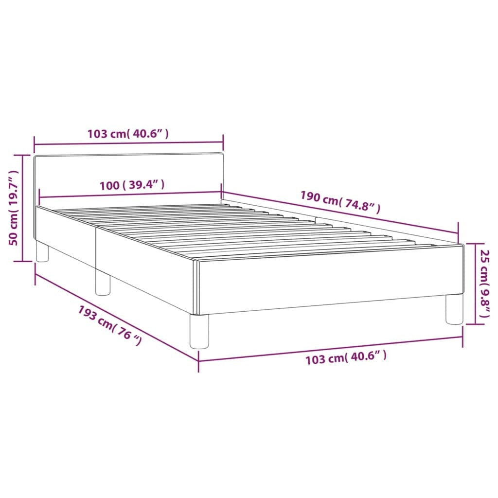 Dark gray twin velvet bed frame by American Smart WB, showcasing a modern, upholstered design without mattress.