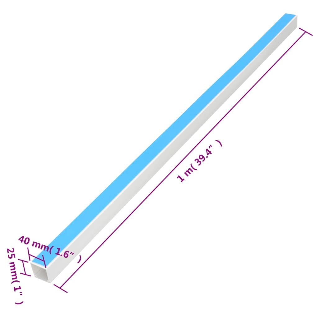 Self-adhesive PVC cable trunking by American Smart, 1.6"x1" size, 32.8 feet for cable management and organization.