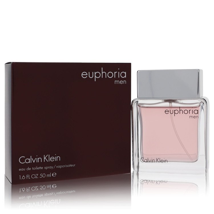 Calvin Klein Euphoria men's Eau De Toilette spray 1.7 oz bottle, sleek packaging with blue and silver accents