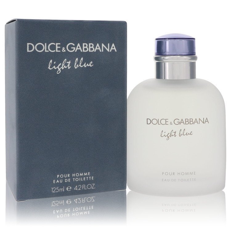 Light Blue by Dolce & Gabbana men's Eau De Toilette spray in 4.2 oz bottle, featuring a light blue fragrance and sleek design.