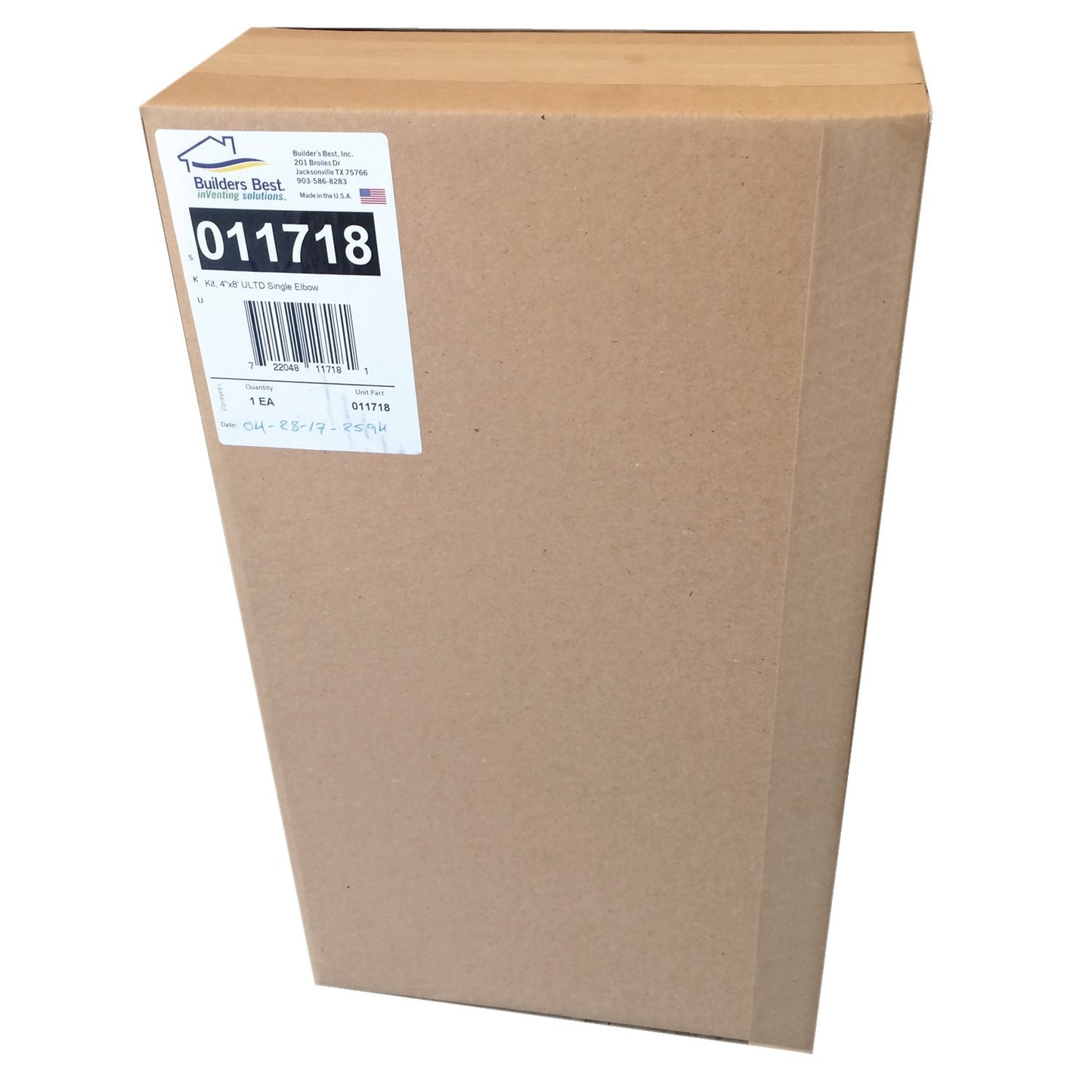 American Smart Builder's Best UL 4-inch x 8-foot transition duct with single-elbow kit, ducting parts for HVAC or ventilation systems.