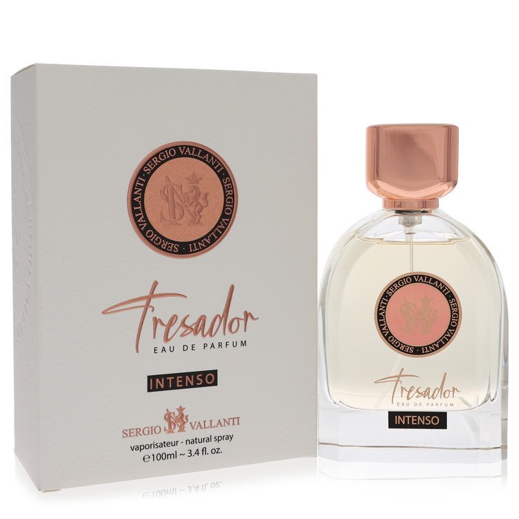 Dumont Tresador Intenso unisex Eau de Parfum spray by Dumont Paris, 3.4 oz, featuring elegant packaging and stylish design.