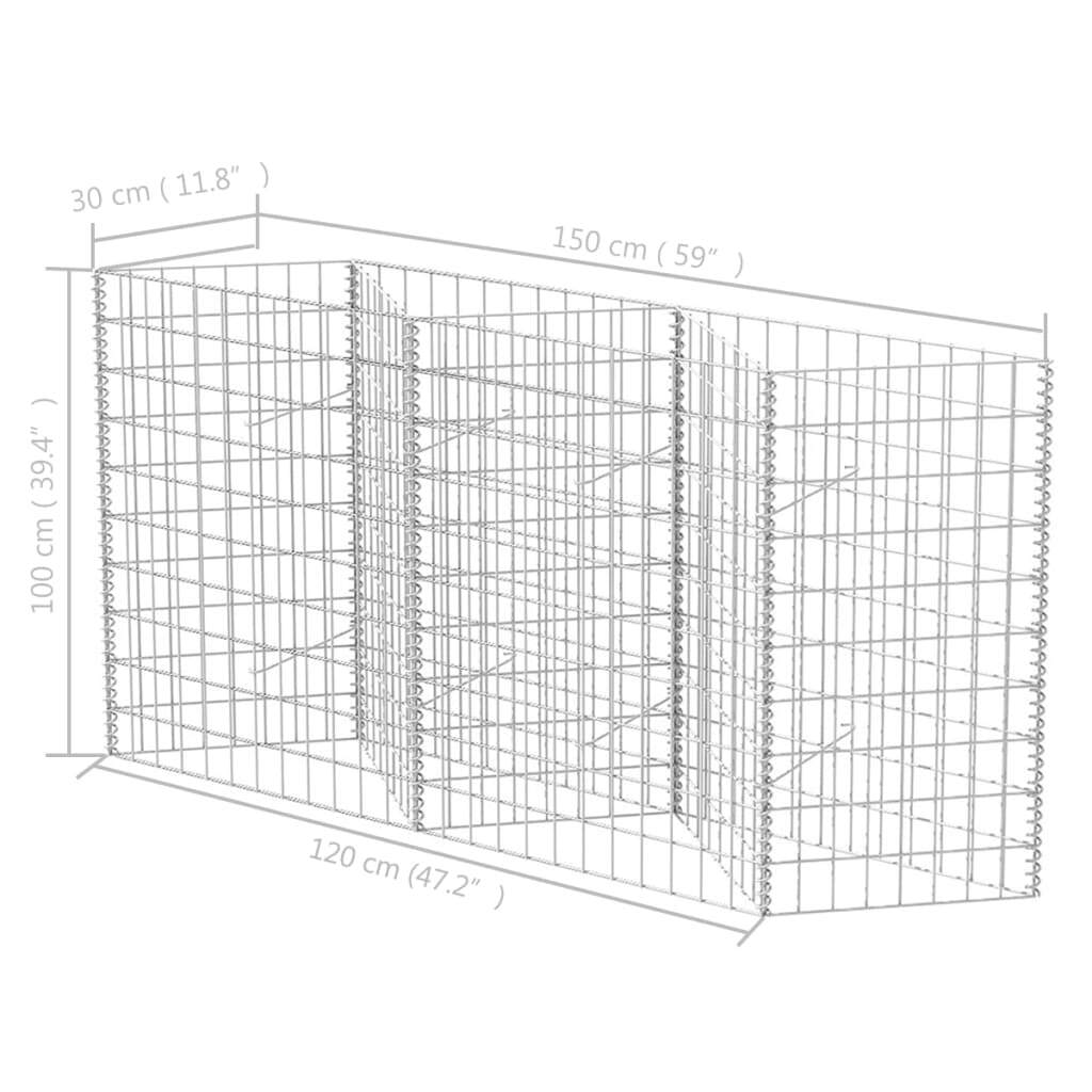 Galvanized steel gabion basket fence panel from American Smart, measuring 47.2x11.8x39.4 inches, with wire mesh construction.