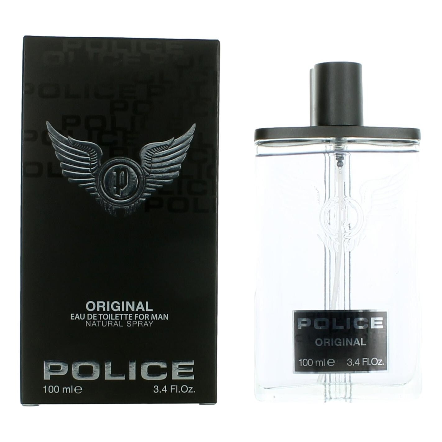 Police Original by Police men's eau de toilette spray, 3.4 oz bottle, with sleek packaging and classic fragrance design.