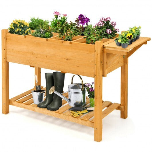 American Smart WB elevated garden planter box kit with 8 grids and folding tabletop for outdoor gardening and planting projects.