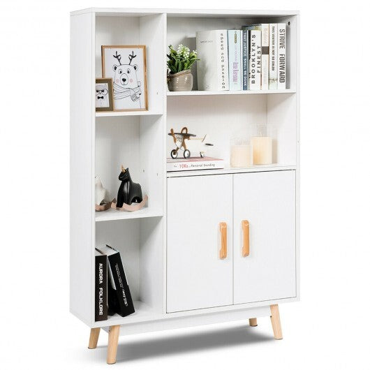 American Smart free-standing pantry cabinet with 2 doors and 5 shelves, ideal for home office storage organization.