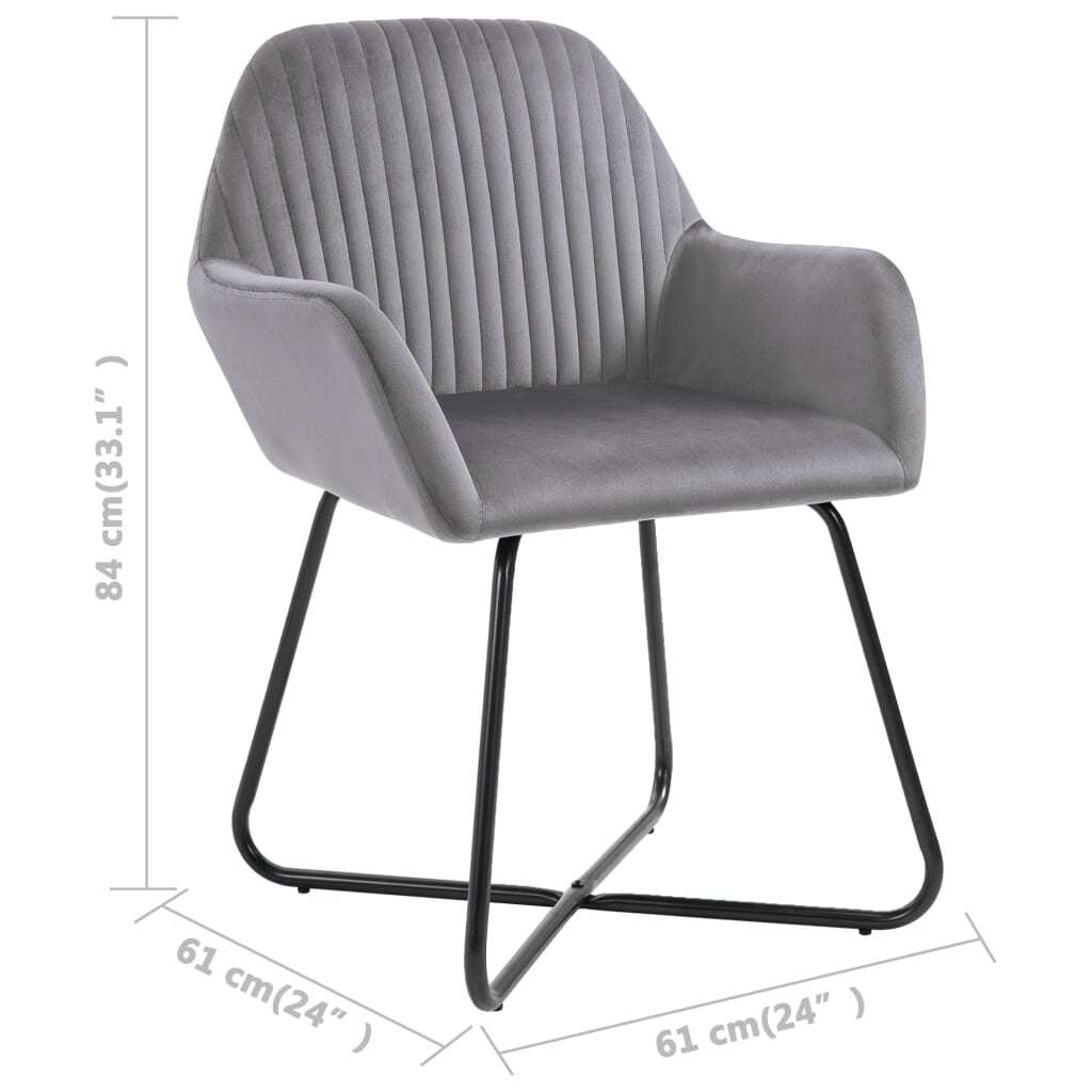 Two gray velvet dining chairs from American Smart, stylish kitchen and dining room chairs with modern design.
