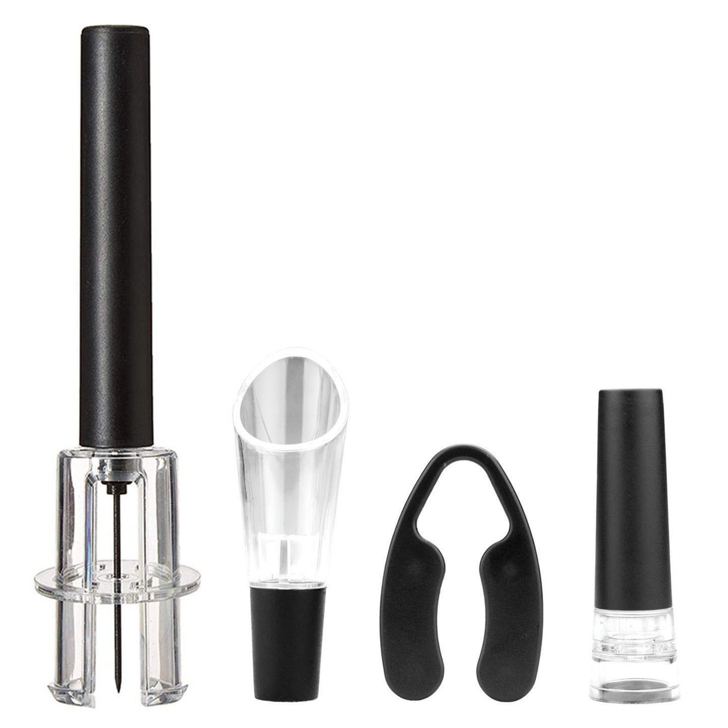 Brentwood Air Pump Wine Bottle Opener with Foil Cutter, Vacuum Stopper, Aerator Pourer - American Smart