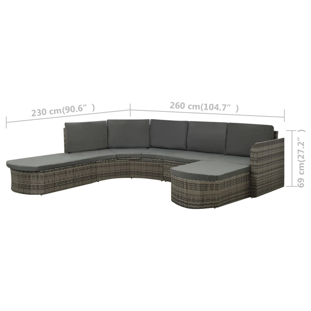 Gray 4-piece patio lounge set with cushions by American Smart featuring poly rattan for outdoor relaxation and entertaining.