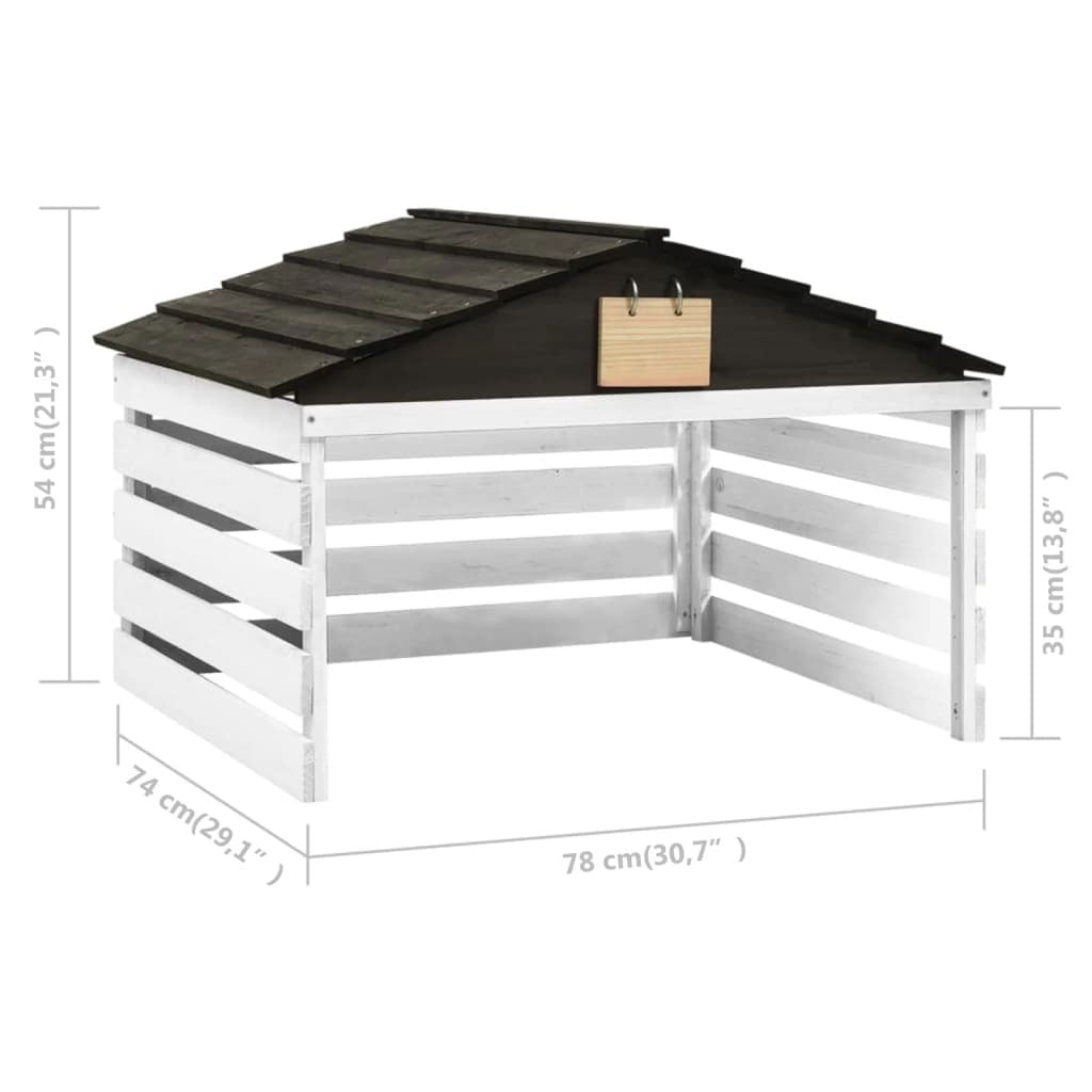 Black and white wooden garage for robotic lawn mower, outdoor power equipment accessory, measures 30.7x29.1x21.3 inches, by American Smart WB