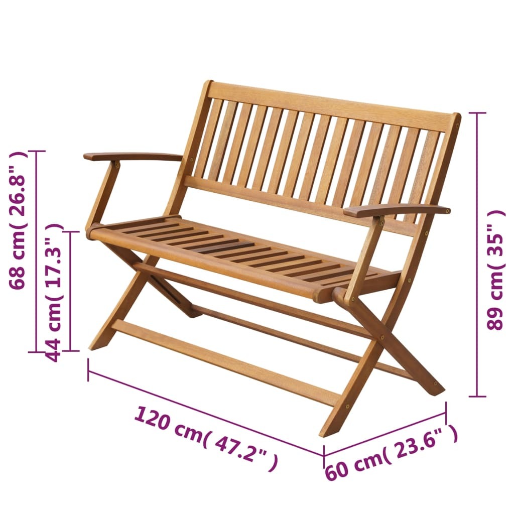Outdoor patio bench made of solid acacia wood, 47.2-inch outdoor seating from American Smart - WB, shown in a garden setting.