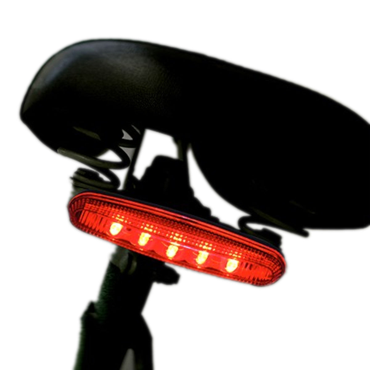 American Smart WB five LED bicycle tail light with bright red LEDs, designed for safety and visibility during night riding.