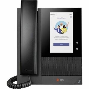 American Smart Poly CCX 400 BMP MS PoE-e SIP IP phone with color display and keypad for business communication.