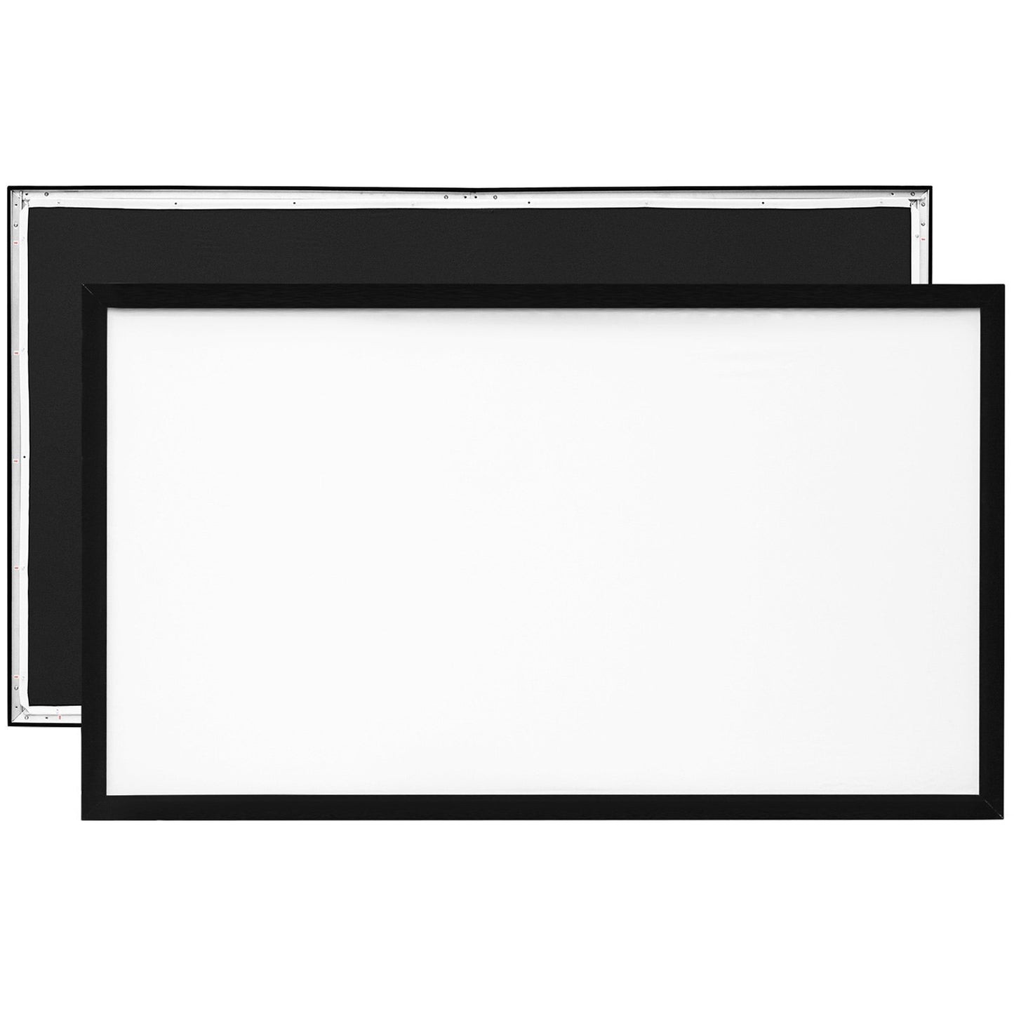 American Smart 155-inch diagonal 16:9 HD projector screen for home theater and outdoor use, with a sleek white surface.
